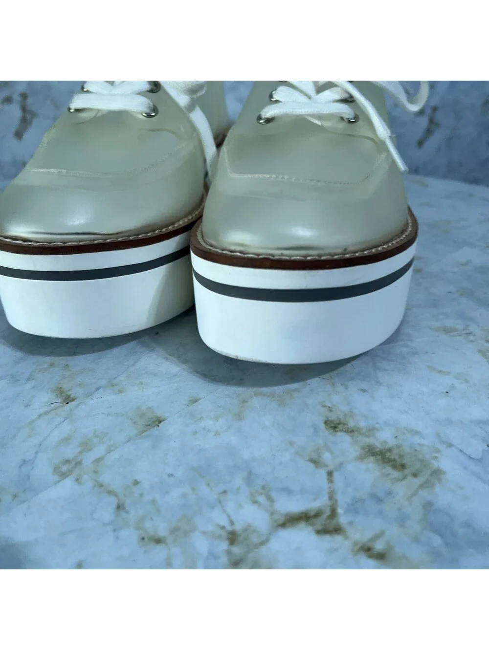 Jessica Simpson Women's Size 9M Shoes Clear White Foggy Comfort Platform Oxfords
